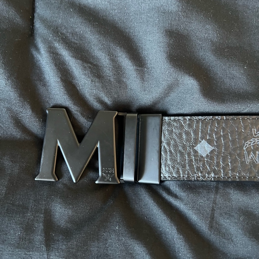 MCM Belt Monogram logo Black and Grey